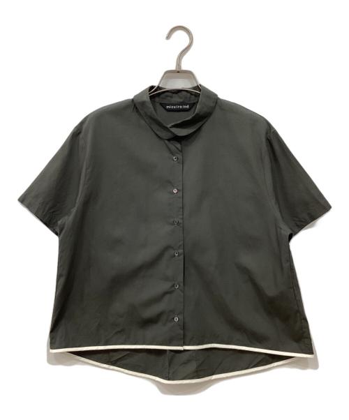 mizuiro-ind（ミズイロインド）mizuiro-ind (ミズイロインド) ラウンドカラーバイカラーヘムラインシャツ グレー サイズ:-の古着・服飾アイテム