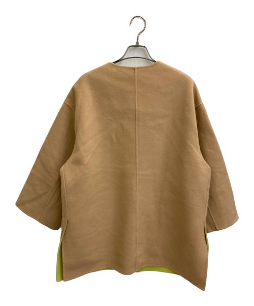 UNITED ARROWS（ユナイテッドアローズ）UNITED ARROWS (ユナイテッドアローズ) バイカラー リバー ミドルコート ベージュ×ライトグリーン サイズ:36の古着・服飾アイテム