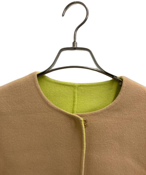 UNITED ARROWS（ユナイテッドアローズ）UNITED ARROWS (ユナイテッドアローズ) バイカラー リバー ミドルコート ベージュ×ライトグリーン サイズ:36の古着・服飾アイテム