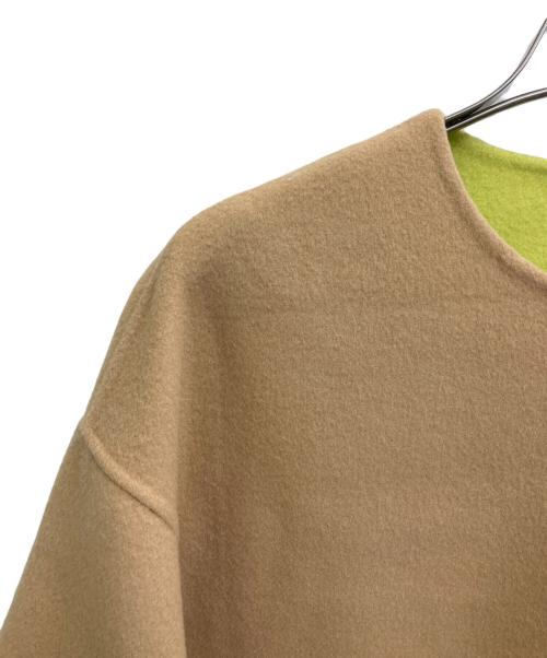 UNITED ARROWS（ユナイテッドアローズ）UNITED ARROWS (ユナイテッドアローズ) バイカラー リバー ミドルコート ベージュ×ライトグリーン サイズ:36の古着・服飾アイテム