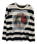 WILDSIDE YOHJI YAMAMOTOワイルドサイド ヨウジ ヤマモト）の古着「Portrait Border T-shirt」｜ホワイト×ブラック