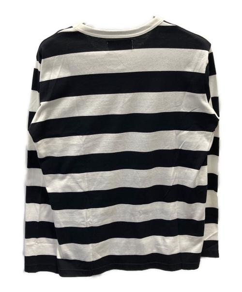 WILDSIDE YOHJI YAMAMOTO（ワイルドサイド ヨウジ ヤマモト）WILDSIDE YOHJI YAMAMOTO (ワイルドサイド ヨウジ ヤマモト) Portrait Border T-shirt ホワイト×ブラック サイズ:3の古着・服飾アイテム