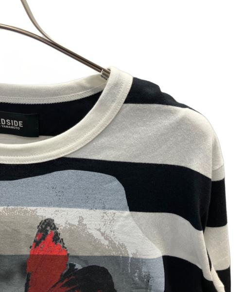 WILDSIDE YOHJI YAMAMOTO（ワイルドサイド ヨウジ ヤマモト）WILDSIDE YOHJI YAMAMOTO (ワイルドサイド ヨウジ ヤマモト) Portrait Border T-shirt ホワイト×ブラック サイズ:3の古着・服飾アイテム