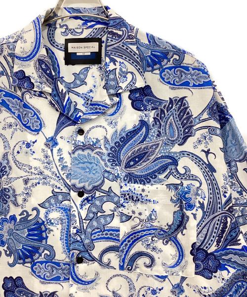 MAISON SPECIAL（メゾンスペシャル）MAISON SPECIAL (メゾンスペシャル) Sheer Print Prime-Over Short Sleeve Open Collar Shirt/11231311216 スカイブルー サイズ:SIZE 2の古着・服飾アイテム