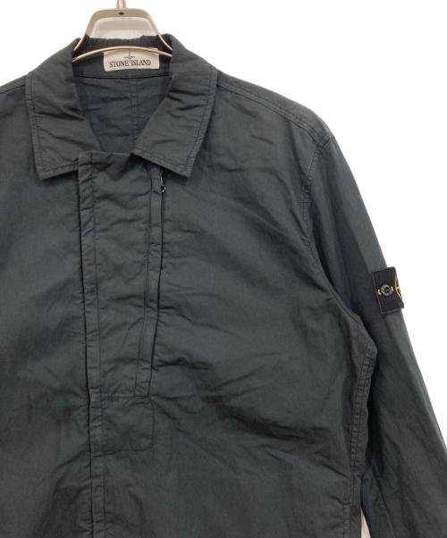 STONE ISLAND（ストーンアイランド）STONE ISLAND (ストーンアイランド) GARMENT DYED COTTON NYLON OVERSHIRT ブラック サイズ:Lの古着・服飾アイテム