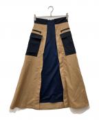 A + TOKYOエープラス トウキョウ）の古着「コンビネーションフレアスカート」｜ブラウン