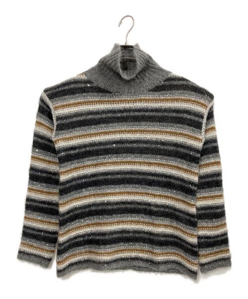 Max Mara Studio（マックスマーラ ストゥディオ）Max Mara Studio (マックスマーラ ストゥディオ) モヘアハイネックニット スパンコール グレー サイズ:Sの古着・服飾アイテム
