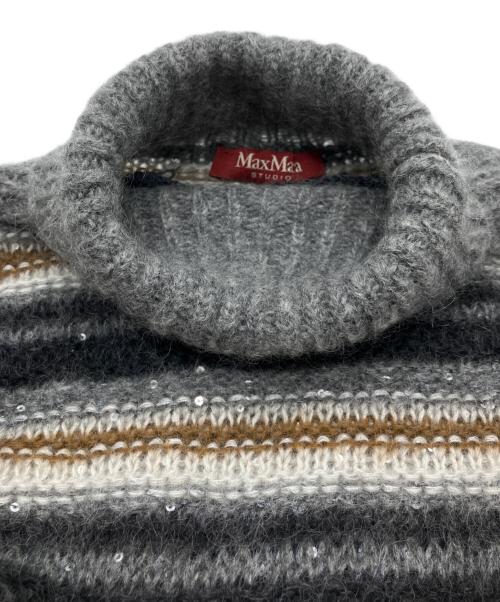 Max Mara Studio（マックスマーラ ストゥディオ）Max Mara Studio (マックスマーラ ストゥディオ) モヘアハイネックニット スパンコール グレー サイズ:Sの古着・服飾アイテム
