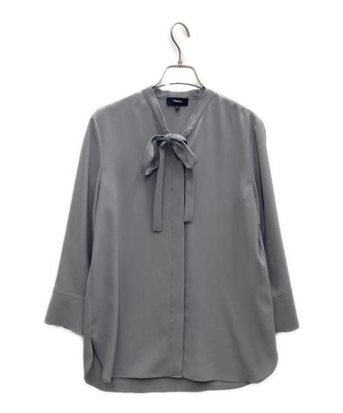 theory（セオリー）theory (セオリー) Prime GGT Tie Blouse グレー サイズ:SIZE　Sの古着・服飾アイテム