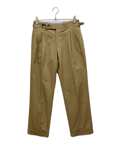 IGARASHI TROUSERS（イガラシ トラウザーズ）IGARASHI TROUSERS (イガラシ トラウザーズ) 2プリーツサイドアジャスタースラックス ベージュ サイズ:46の古着・服飾アイテム