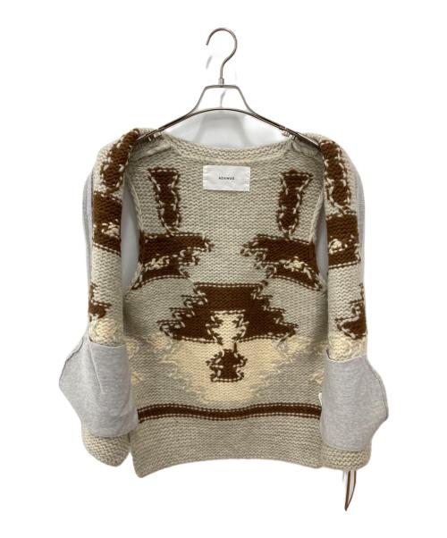 ADAWAS（アダワス）ADAWAS (アダワス) カウチンジップベスト ライトグレーブ×ラウン サイズ:FREEの古着・服飾アイテム