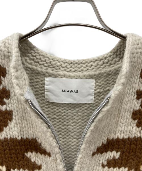 ADAWAS（アダワス）ADAWAS (アダワス) カウチンジップベスト ライトグレーブ×ラウン サイズ:FREEの古着・服飾アイテム