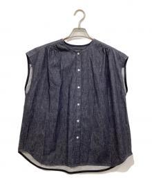DRAWER（ドゥロワー）の古着「デニム ノースリーブブラウス」｜インディゴ