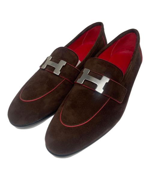 HERMES（エルメス）HERMES (エルメス) モカシン《パリ》コンスタンス スエードローファー ブラウン サイズ:35の古着・服飾アイテム
