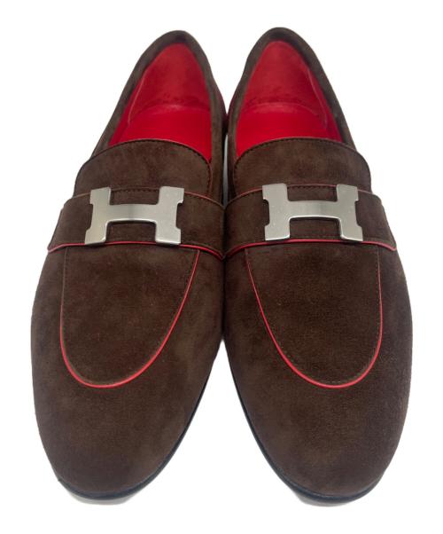HERMES（エルメス）HERMES (エルメス) モカシン《パリ》コンスタンス スエードローファー ブラウン サイズ:35の古着・服飾アイテム