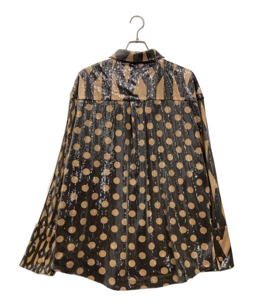 adidas（アディダス）adidas (アディダス) Ivy Park (アイヴィーパーク) スパンコール ボタンアップシャツ ベージュ サイズ:SIZE XLの古着・服飾アイテム