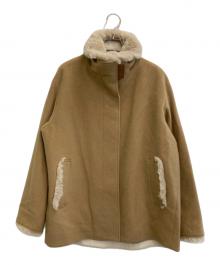 LUMINOSO COMMECA（ルミノーゾコムサ）の古着「アンゴラウール スタンドカラーショートコート」｜ブラウン