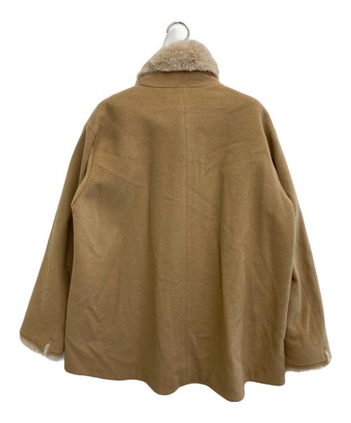 LUMINOSO COMMECA（ルミノーゾコムサ）LUMINOSO COMMECA (ルミノーゾコムサ) アンゴラウール スタンドカラーショートコート ブラウン サイズ:11の古着・服飾アイテム