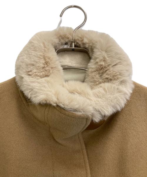 LUMINOSO COMMECA（ルミノーゾコムサ）LUMINOSO COMMECA (ルミノーゾコムサ) アンゴラウール スタンドカラーショートコート ブラウン サイズ:11の古着・服飾アイテム