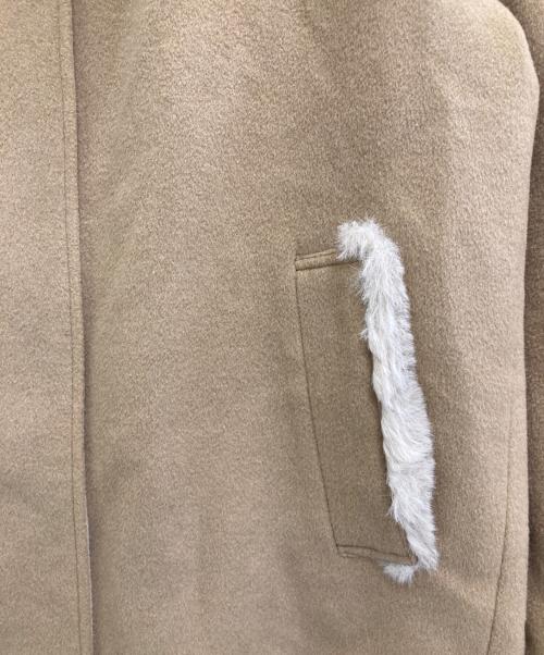 LUMINOSO COMMECA（ルミノーゾコムサ）LUMINOSO COMMECA (ルミノーゾコムサ) アンゴラウール スタンドカラーショートコート ブラウン サイズ:11の古着・服飾アイテム