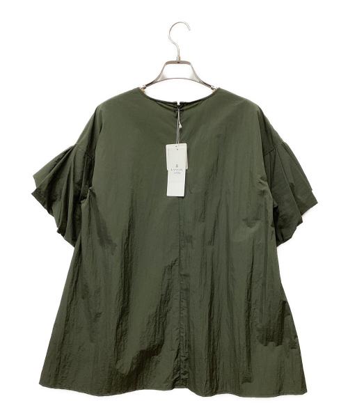 LANVIN en Bleu（ランバンオンブルー）LANVIN en Bleu (ランバンオンブルー) 速乾ナイロンドロップタックショルダーブラウス オリーブ サイズ:38の古着・服飾アイテム