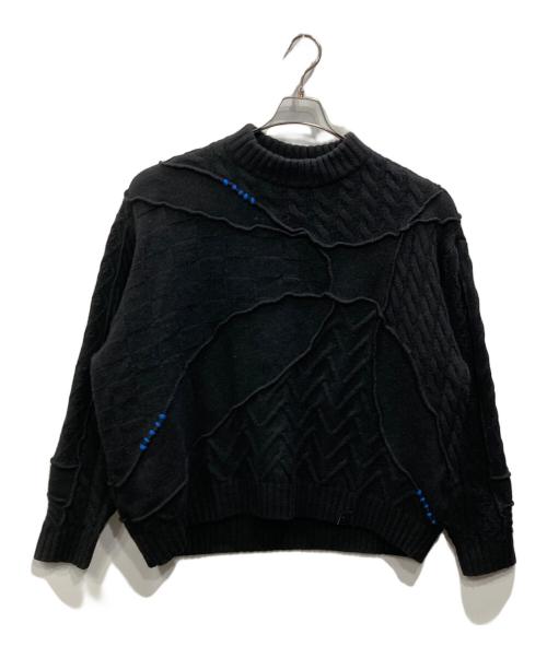 ZARA（ザラ）ZARA (ザラ) ADER error (アーダーエラー) パッチワークオーバーサイズニット ブラック サイズ:S-Mの古着・服飾アイテム
