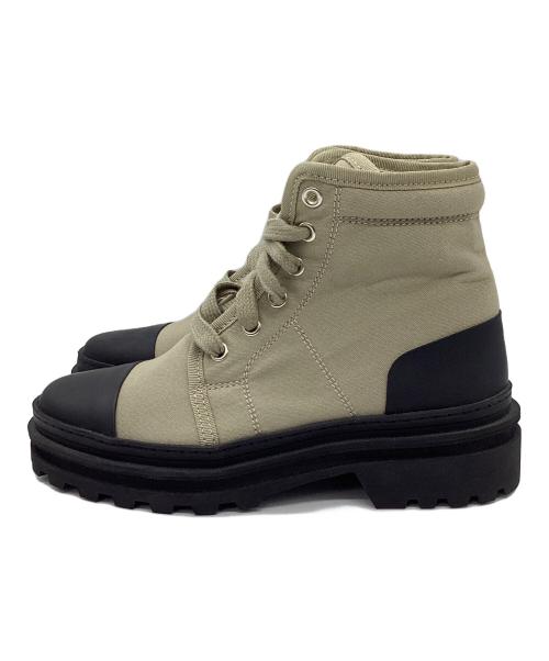 A.P.C.（アーペーセー）A.P.C. (アーペーセー) Faustine Lace-Up Canvas Ankle Boots カーキ サイズ:37の古着・服飾アイテム