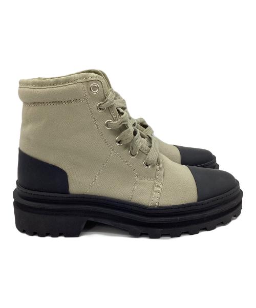 A.P.C.（アーペーセー）A.P.C. (アーペーセー) Faustine Lace-Up Canvas Ankle Boots カーキ サイズ:37の古着・服飾アイテム