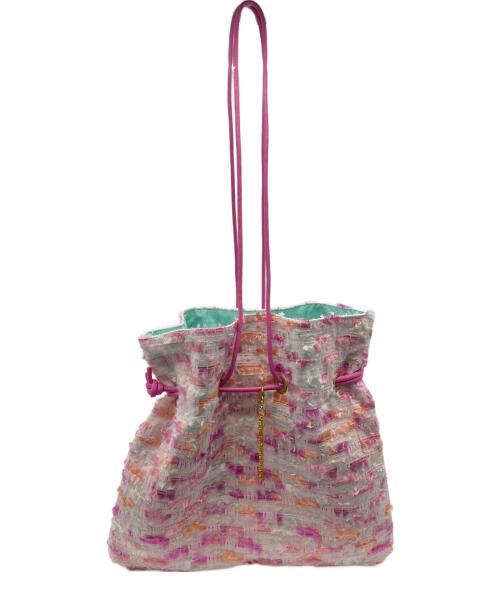 charmantsac（シャルマントサック）charmantsac (シャルマントサック) ツイード巾着 ピンクの古着・服飾アイテム