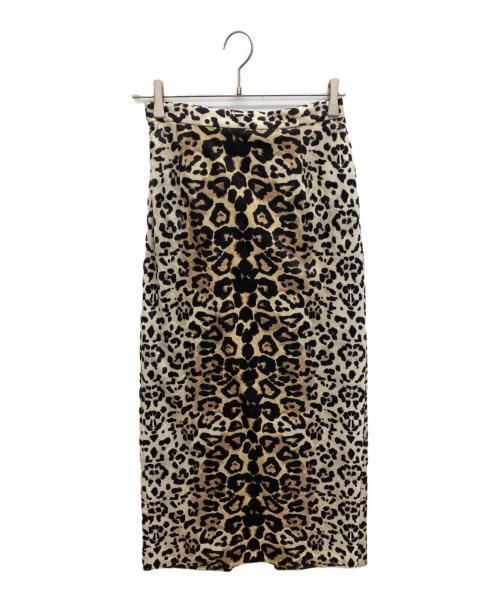 Whim Gazette（ウィムガゼット）Whim Gazette (ウィムガゼット) レオパードベロアスカート ベージュ サイズ:36の古着・服飾アイテム