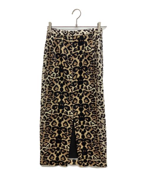 Whim Gazette（ウィムガゼット）Whim Gazette (ウィムガゼット) レオパードベロアスカート ベージュ サイズ:36の古着・服飾アイテム