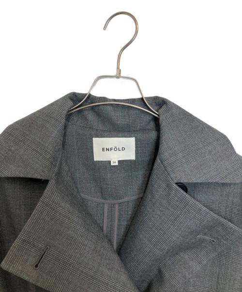 ENFOLD（エンフォルド）ENFOLD (エンフォルド) グレンチェックトレンチコート グレー サイズ:36の古着・服飾アイテム