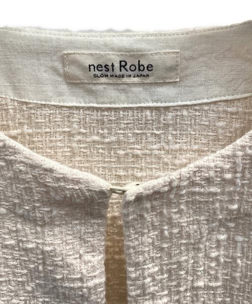 nest Robe（ネストローブ）nest Robe (ネストローブ) コットンリネンミックスツイードジャケット ピンク サイズ:フリーの古着・服飾アイテム