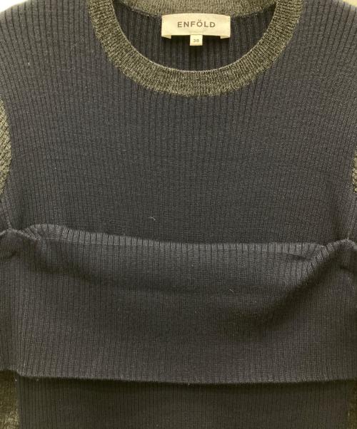 ENFOLD（エンフォルド）ENFOLD (エンフォルド) プリーツ切替ニットワンピース ネイビー サイズ:38の古着・服飾アイテム