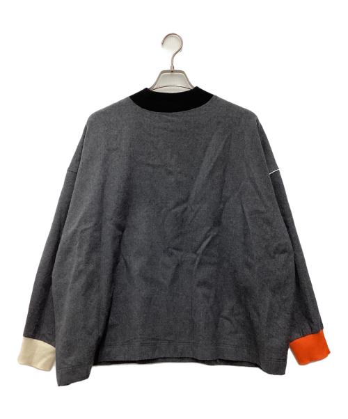 ENFOLD（エンフォルド）ENFOLD (エンフォルド) ストレッチサキソニー RIB N/C PULLOVER グレー サイズ:SIZE 38の古着・服飾アイテム