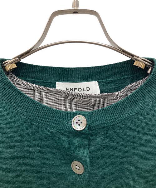 ENFOLD（エンフォルド）ENFOLD (エンフォルド) ニットレイヤード プリーツカーディガン グリーン サイズ:38の古着・服飾アイテム