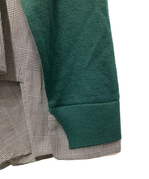 ENFOLD（エンフォルド）ENFOLD (エンフォルド) ニットレイヤード プリーツカーディガン グリーン サイズ:38の古着・服飾アイテム