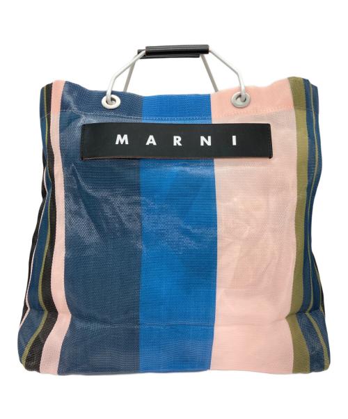 MARNI（マルニ）MARNI (マルニ) MARKET STRIPE BAG ネイビー×ピンクの古着・服飾アイテム