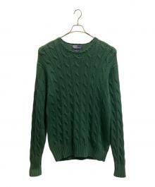 POLO RALPH LAUREN（ポロ・ラルフローレン）の古着「コットンケーブルニット」｜グリーン