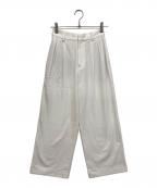 BEARDSLEYビアズリー）の古着「両面起毛ストレートタックパンツ」｜ホワイト