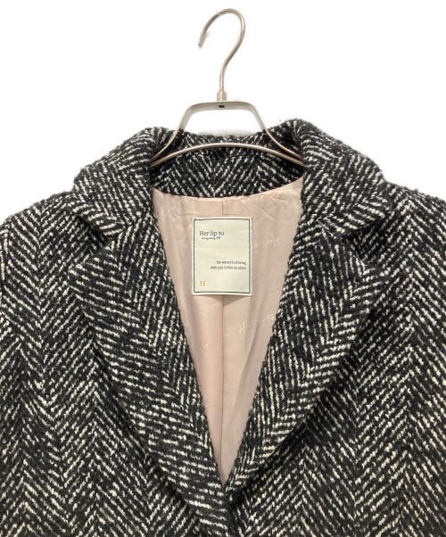 HER LIP TO（ハーリップトゥ）HER LIP TO (ハーリップトゥ) Herringbone Wool-Blend Classic Coat ブラック サイズ:Mの古着・服飾アイテム