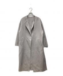 Lallia Mu（ラリア ムー）の古着「ラペルカラー ロングコート」｜ライトグレー