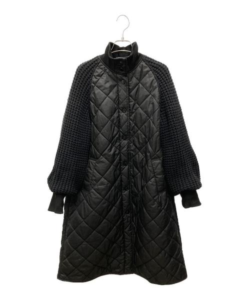 HERENCIA（ヘレンチア）HERENCIA (ヘレンチア) キルティングニットドッキングコート ブラック サイズ:38の古着・服飾アイテム