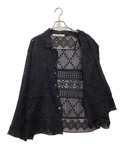 FRAMeWORK（フレームワーク）FRAMeWORK (フレームワーク) アンティークレースオープンカラーシャツ ブラック サイズ:SIZE Freeの古着・服飾アイテム