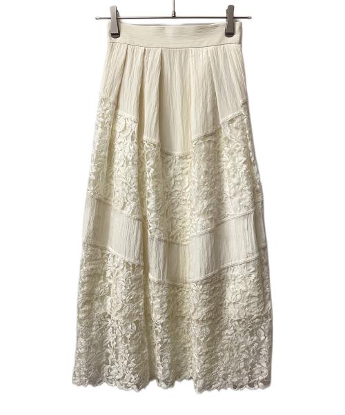 COLUMN（コラム）COLUMN (コラム) シャイニータフタレースコンビスカート アイボリー サイズ:36 未使用品の古着・服飾アイテム