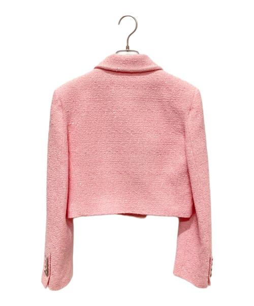 GUCCI（グッチ）GUCCI (グッチ) 24SS スパンコール クロップド ツイードジャケット ピンク サイズ:40の古着・服飾アイテム