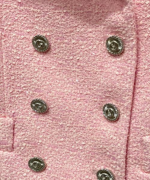 GUCCI（グッチ）GUCCI (グッチ) 24SS スパンコール クロップド ツイードジャケット ピンク サイズ:40の古着・服飾アイテム