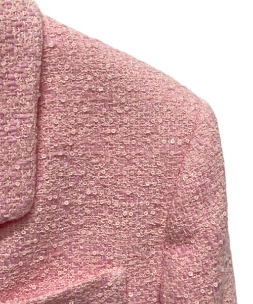 GUCCI（グッチ）GUCCI (グッチ) 24SS スパンコール クロップド ツイードジャケット ピンク サイズ:40の古着・服飾アイテム