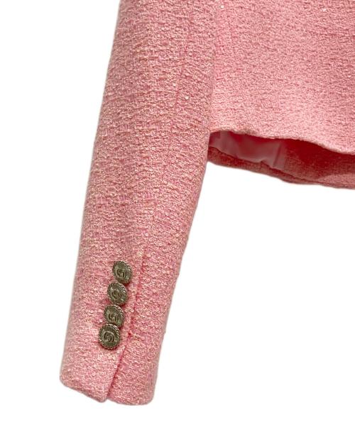 GUCCI（グッチ）GUCCI (グッチ) 24SS スパンコール クロップド ツイードジャケット ピンク サイズ:40の古着・服飾アイテム
