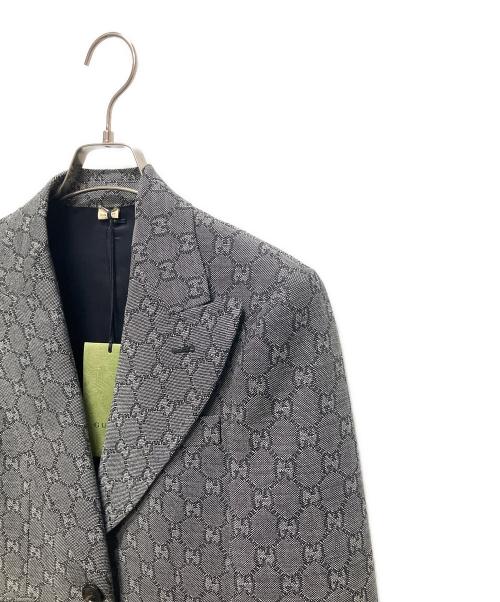 GUCCI（グッチ）GUCCI (グッチ) GG wool jacquard jacket ブラック×グレー サイズ:38 未使用品の古着・服飾アイテム